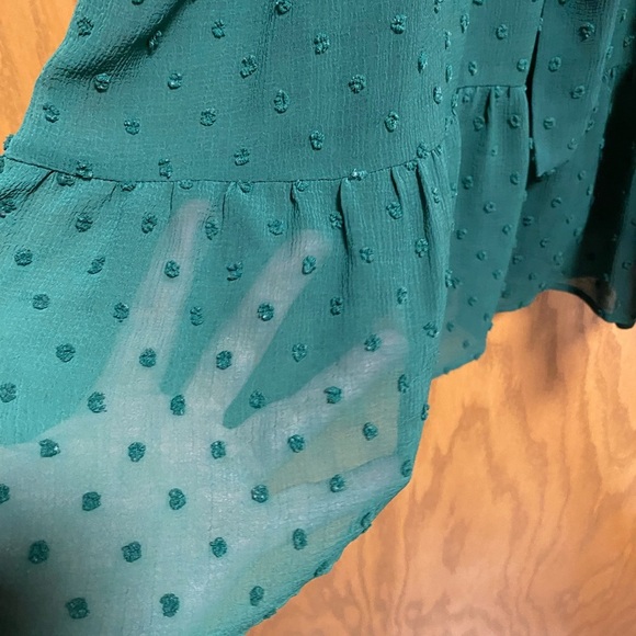 MONTEAU LA GREEN FLOUNCE LINED DRESS W/TIE WAIST  - SIZE XS - Picture 4 of 9